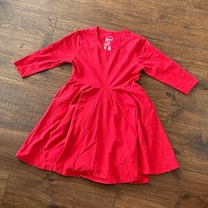 Mightly Red Girls Dress with pockets! Size L (10)